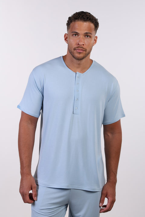 PYJAMA TOP HALF SLEEVES — MENS SKY BLUE
