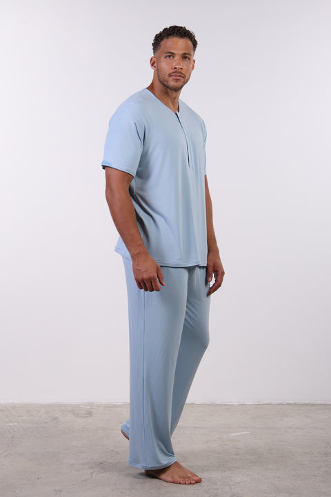 PYJAMA TOP HALF SLEEVES — MENS SKY BLUE