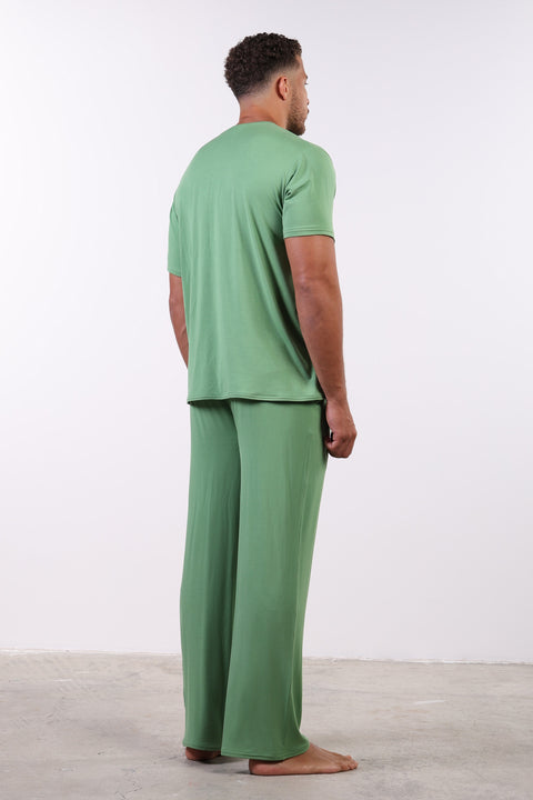 PYJAMA HALF SLEEVES WITH PANTS SET — MENS GREEN