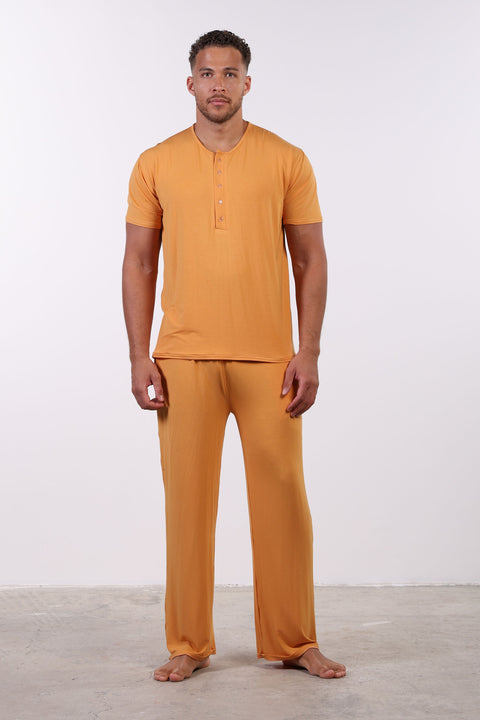 PYJAMA HALF SLEEVES WITH PANTS SET — MENS ORANGE