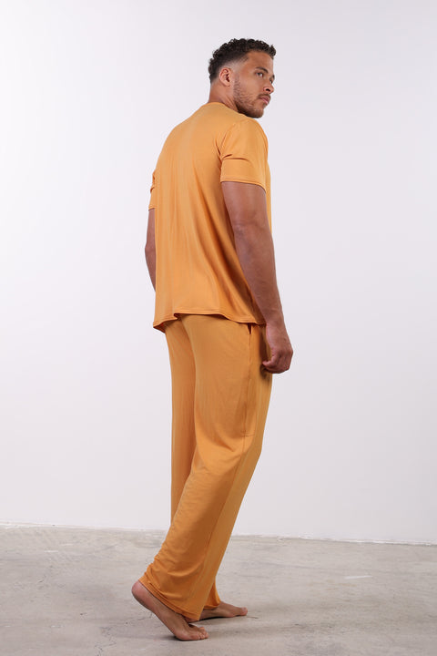 PYJAMA HALF SLEEVES WITH PANTS SET — MENS ORANGE