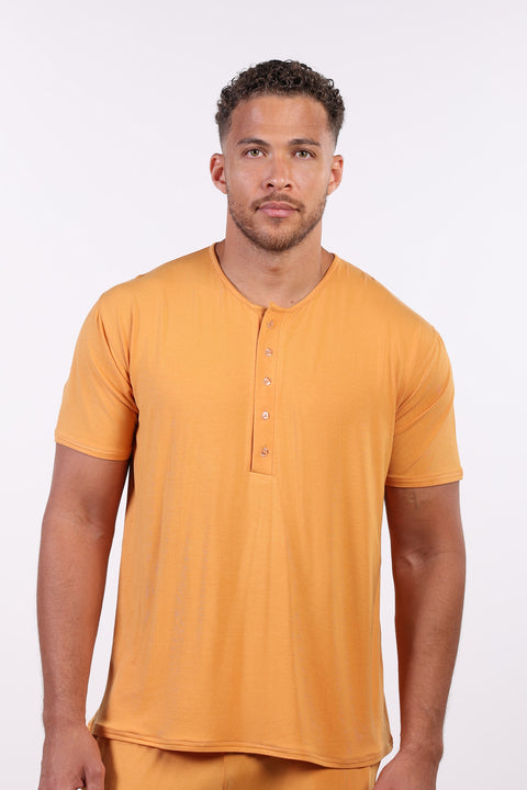 PYJAMA TOP HALF SLEEVES — MENS ORANGE