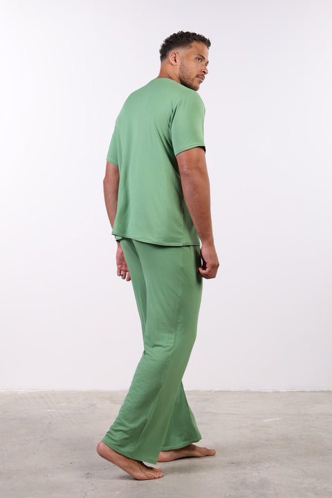 PYJAMA HALF SLEEVES WITH PANTS SET — MENS GREEN