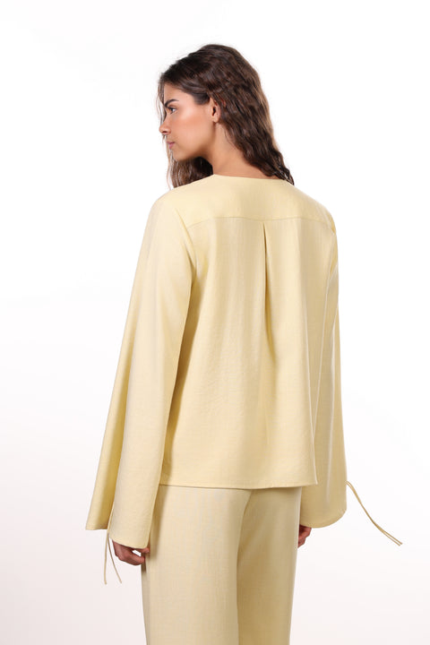 THE ISLAND LINEN BLEND LONG SLEEVES SHIRT - WOMENS YELLOW