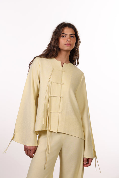THE ISLAND LINEN BLEND LONG SLEEVES SHIRT - WOMENS YELLOW