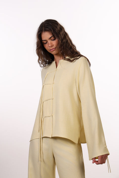 THE ISLAND LINEN BLEND LONG SLEEVES SHIRT - WOMENS YELLOW