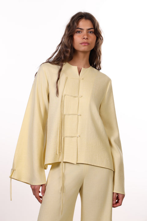 THE ISLAND LINEN BLEND LONG SLEEVES SHIRT - WOMENS YELLOW