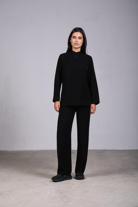 CLASSIC SHIRT FULL SLEEVES SET — WOMENS BLACK