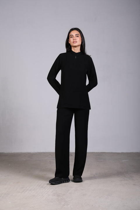 CLASSIC SHIRT FULL SLEEVES SET — WOMENS BLACK