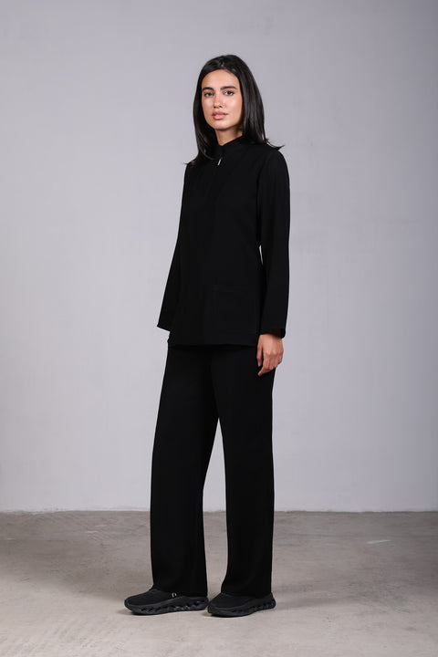 CLASSIC SHIRT FULL SLEEVES SET — WOMENS BLACK