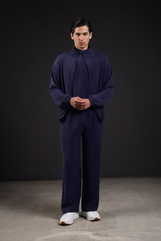 SOLID JACKET — IN NAVY (WITH ELASTIC)