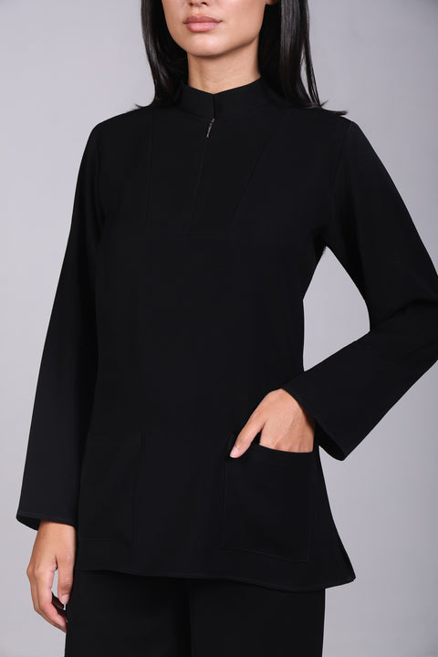 CLASSIC SHIRT FULL SLEEVES SET — WOMENS BLACK