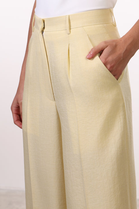 THE JAPANESE LINEN BLEND PANTS — WOMENS YELLOW