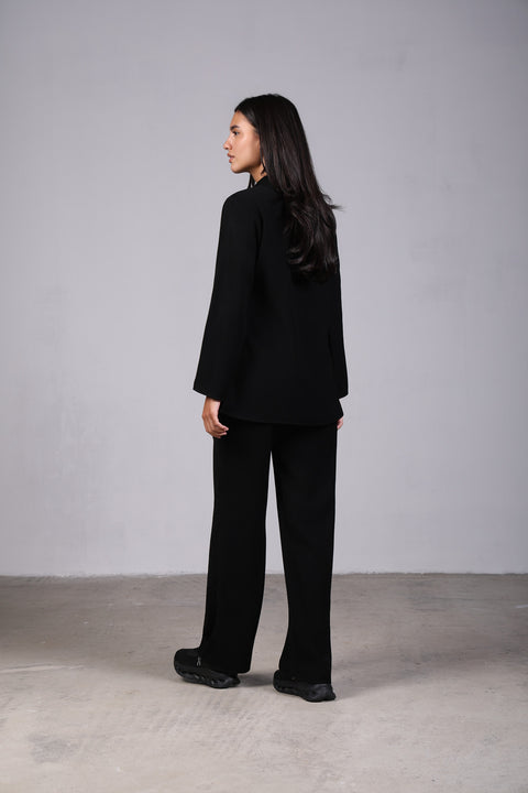 CLASSIC SHIRT FULL SLEEVES SET — WOMENS BLACK