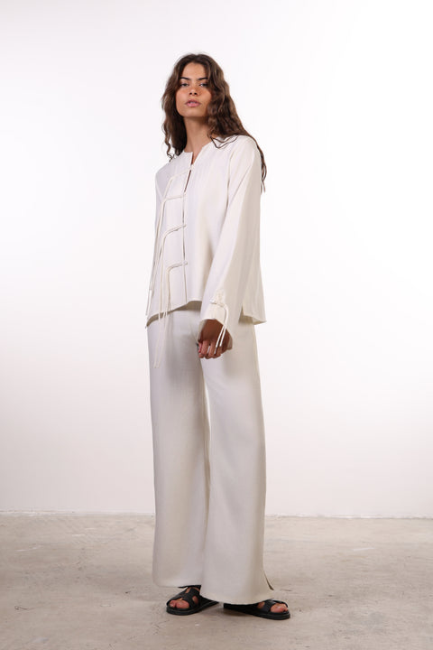 THE ISLAND LINEN BLEND SET — WOMENS OFF WHITE