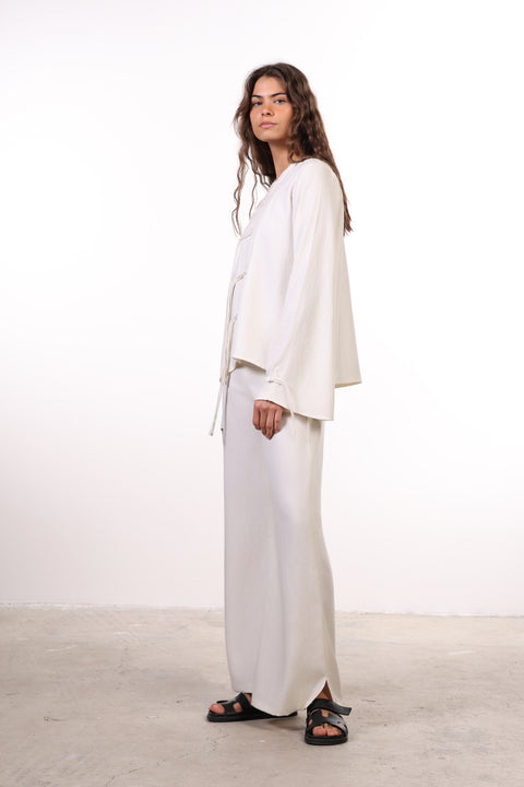 THE ISLAND LINEN BLEND PANTS — WOMENS OFF WHITE