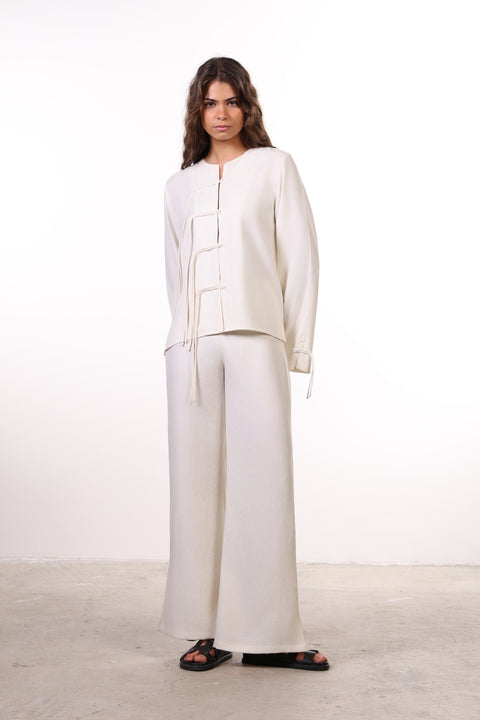 THE ISLAND LINEN BLEND PANTS — WOMENS OFF WHITE
