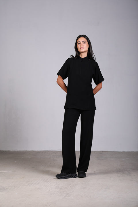 CLASSIC SHIRT HALF SLEEVES — WOMENS BLACK