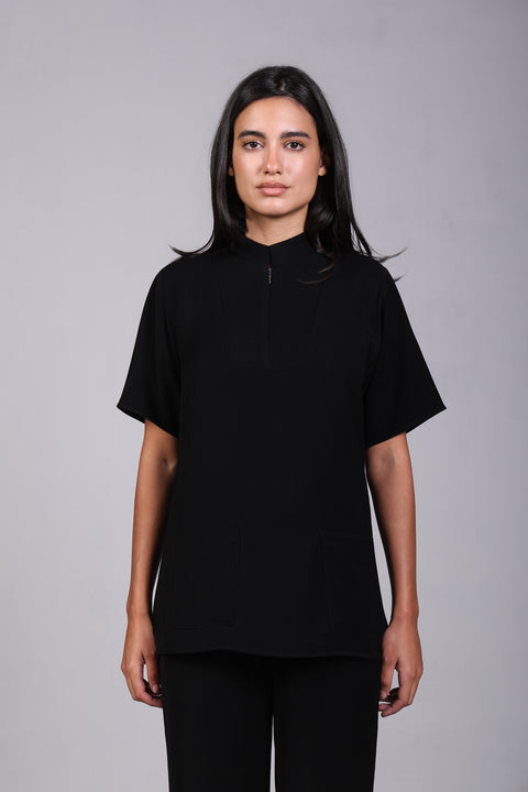 CLASSIC SHIRT HALF SLEEVES — WOMENS BLACK