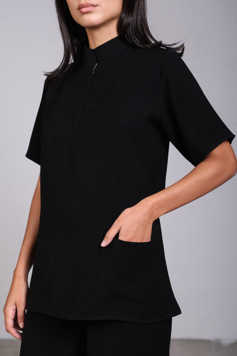 CLASSIC SHIRT HALF SLEEVES SET — WOMENS BLACK