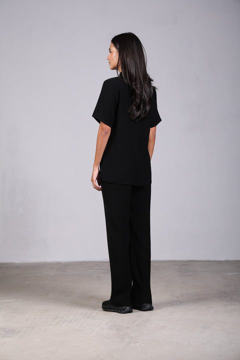CLASSIC SHIRT HALF SLEEVES — WOMENS BLACK