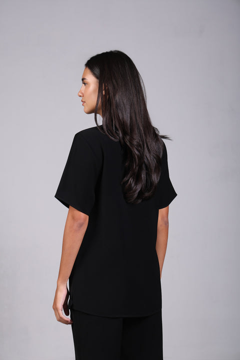CLASSIC SHIRT HALF SLEEVES SET — WOMENS BLACK