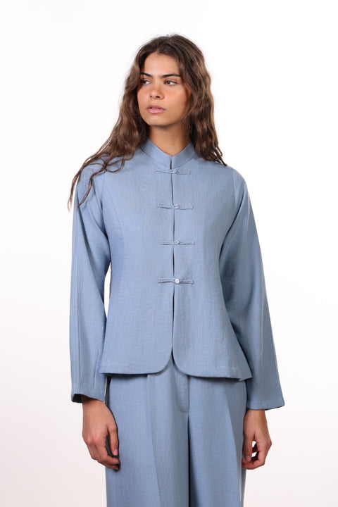 THE JAPANESE LINEN BLEND SHIRT - WOMENS BLUE