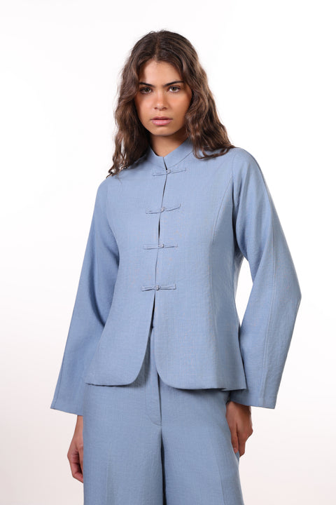 THE JAPANESE LINEN BLEND SHIRT - WOMENS BLUE