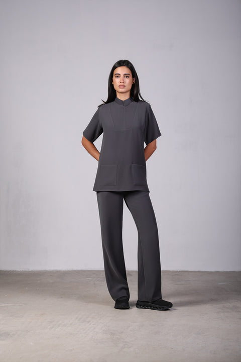 CLASSIC SHIRT HALF SLEEVES — WOMENS GREY