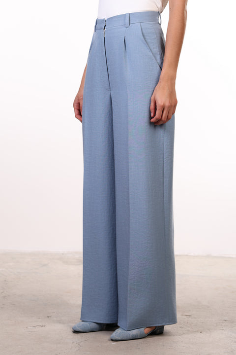 THE JAPANESE LINEN BLEND PANTS — WOMENS BLUE