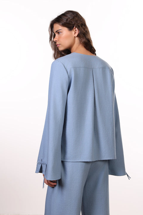 THE ISLAND LINEN BLEND SHIRT  — WOMENS BLUE