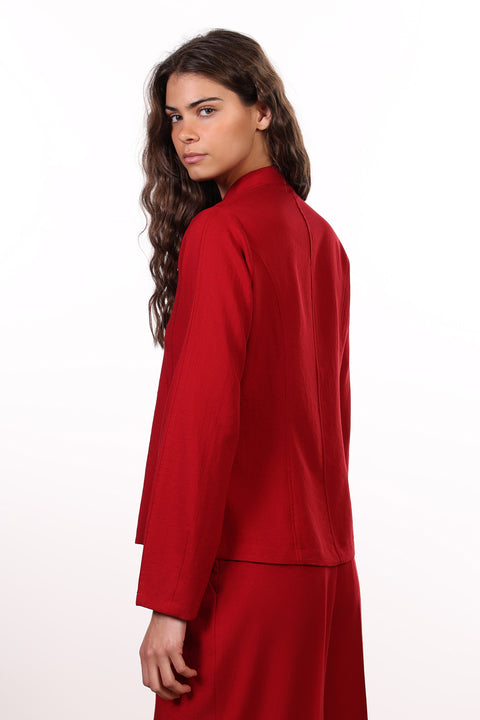 THE JAPANESE LINEN BLEND SHIRT — WOMENS RED