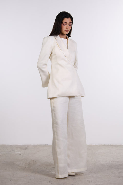 THE LINEN BLAZER — WOMENS OFF WHITE