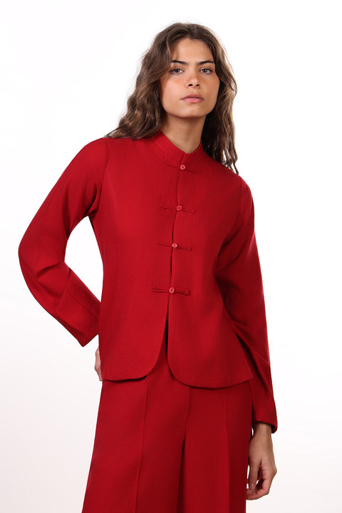 THE JAPANESE LINEN BLEND SHIRT — WOMENS RED