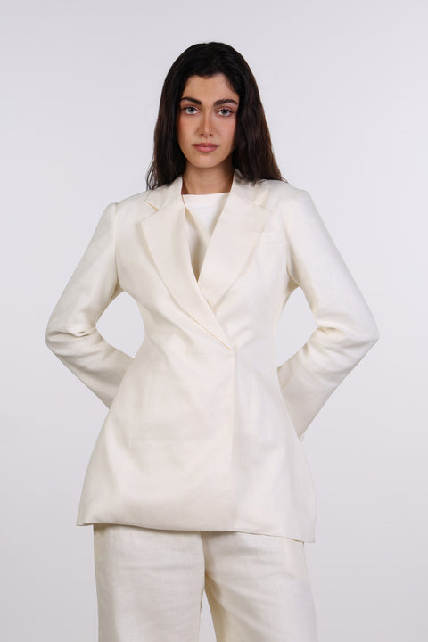 THE LINEN BLAZER — WOMENS OFF WHITE