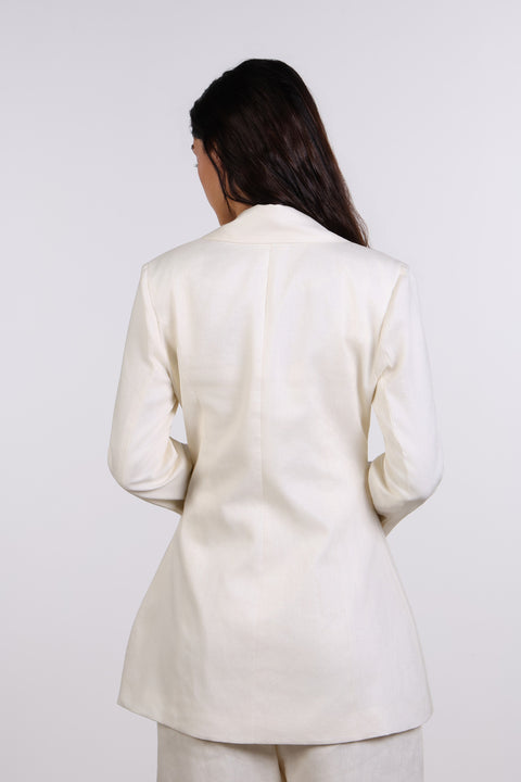 THE LINEN BLAZER — WOMENS OFF WHITE
