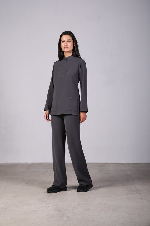 CLASSIC SHIRT FULL SLEEVES SET — WOMENS GREY