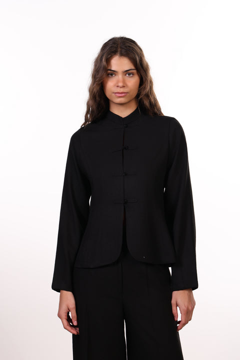 THE JAPANESE LINEN BLEND SHIRT - WOMEN BLACK