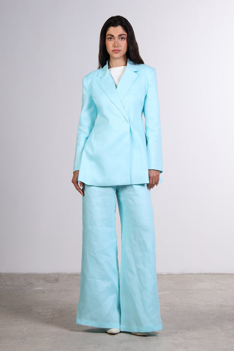 THE LINEN BLAZER — WOMENS TEAL