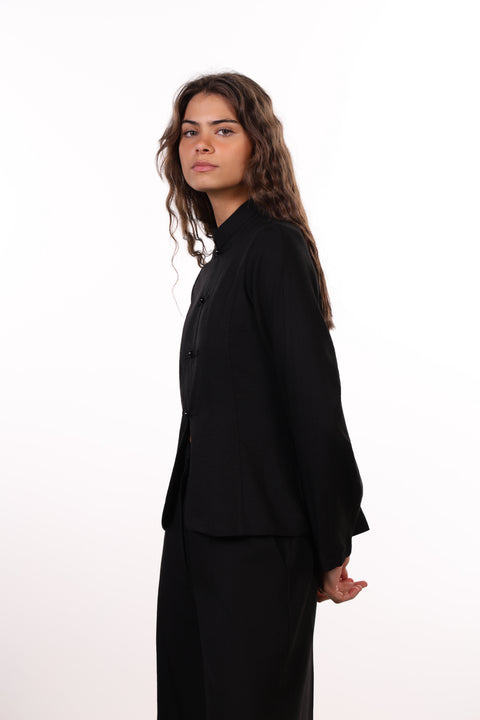THE JAPANESE LINEN BLEND SHIRT - WOMEN BLACK