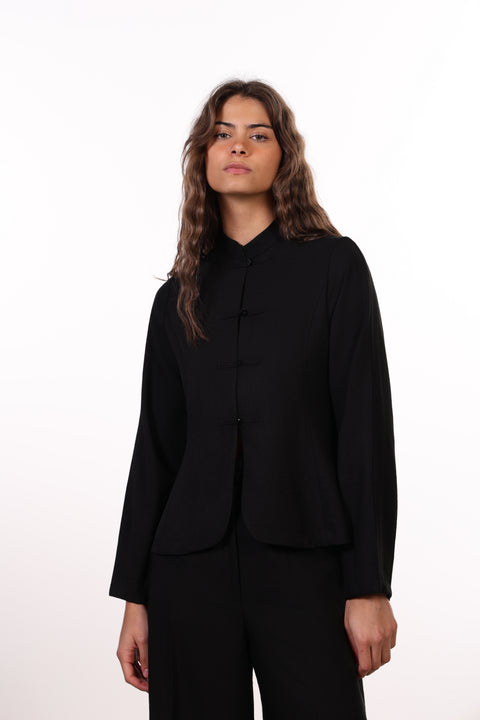 THE JAPANESE LINEN BLEND SHIRT - WOMEN BLACK