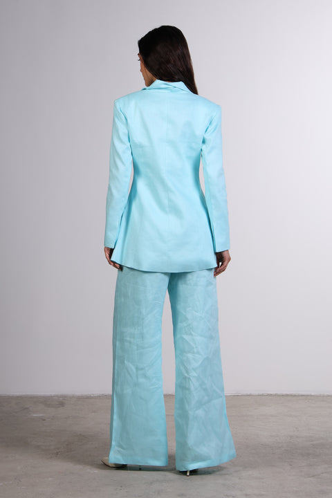 THE LINEN BLAZER — WOMENS TEAL