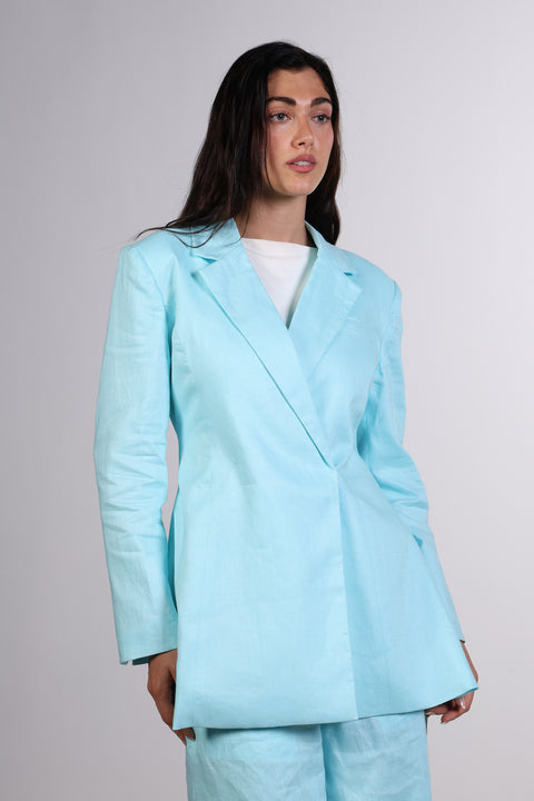 THE LINEN BLAZER — WOMENS TEAL