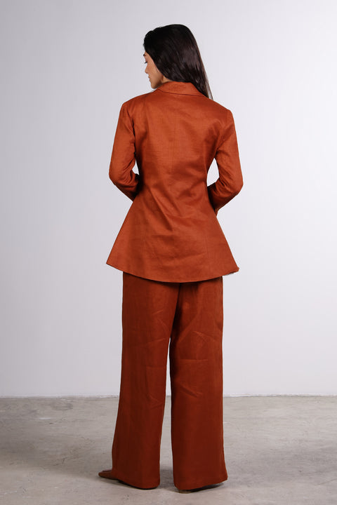 THE LINEN BLAZER — WOMENS BURNT ORANGE