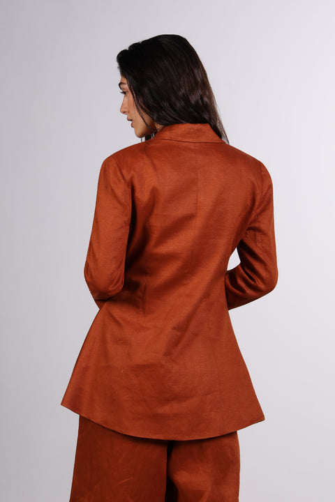 THE LINEN BLAZER — WOMENS BURNT ORANGE