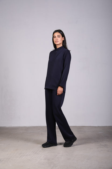 CLASSIC SHIRT FULL SLEEVES SET — WOMENS NAVY