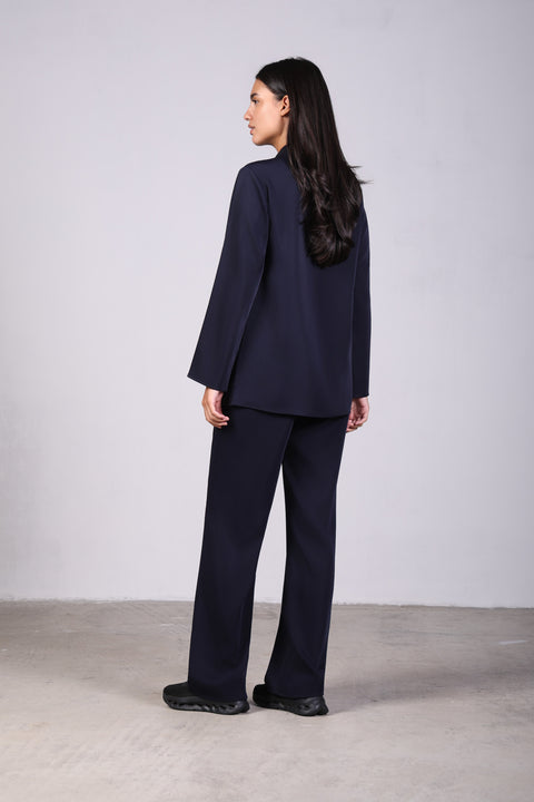 CLASSIC SHIRT FULL SLEEVES SET — WOMENS NAVY
