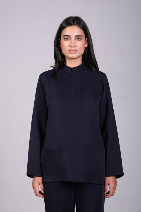 CLASSIC SHIRT FULL SLEEVES — WOMENS NAVY