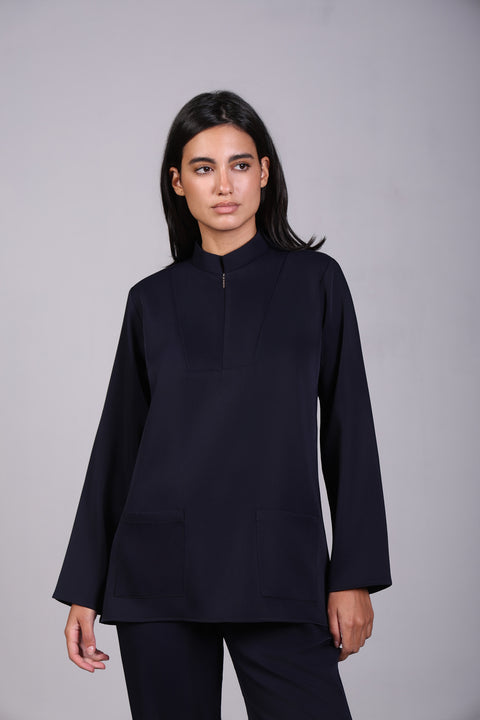 CLASSIC SHIRT FULL SLEEVES — WOMENS NAVY