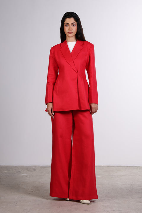 THE LINEN BLAZER — WOMENS RED